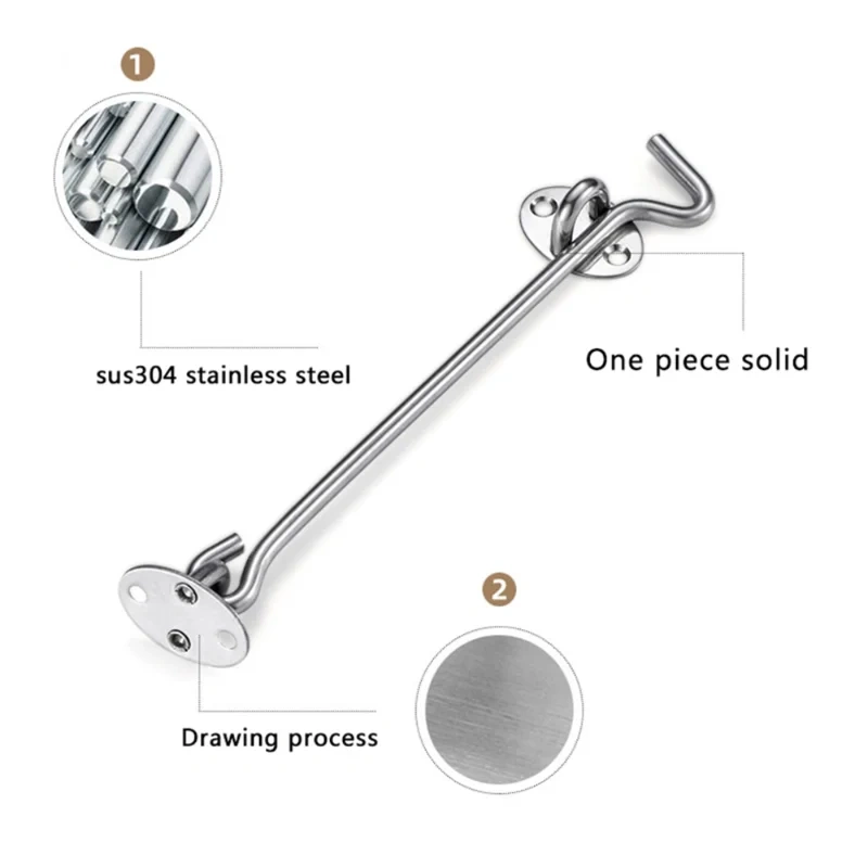 3/4 Inch Crescent Window Lock with Safety Switch Cabin Hook Door Latch Lock Catch Holder with Install Screws