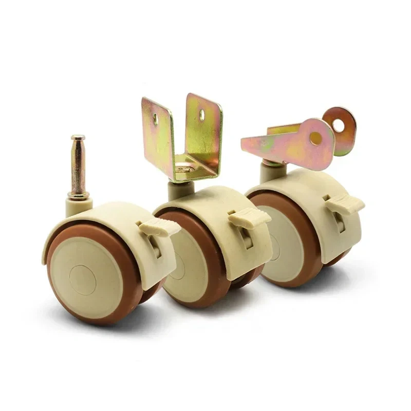 4Pcs 2'' Furniture Crib Swivel Casters Cabinet Clamp with Brake Wheels Nylon Furniture support leg for Chairs Baby Bed Trolley