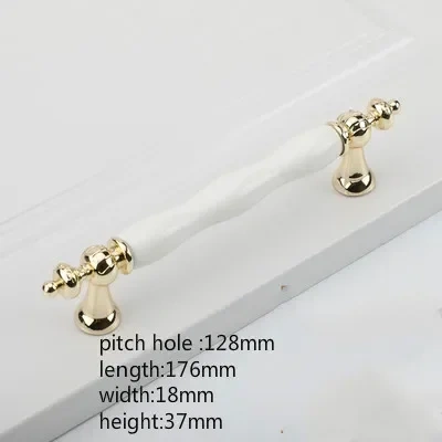 Golden Kitchen Cupboard Door Handles Drawer Knobs European White Furniture Pulls