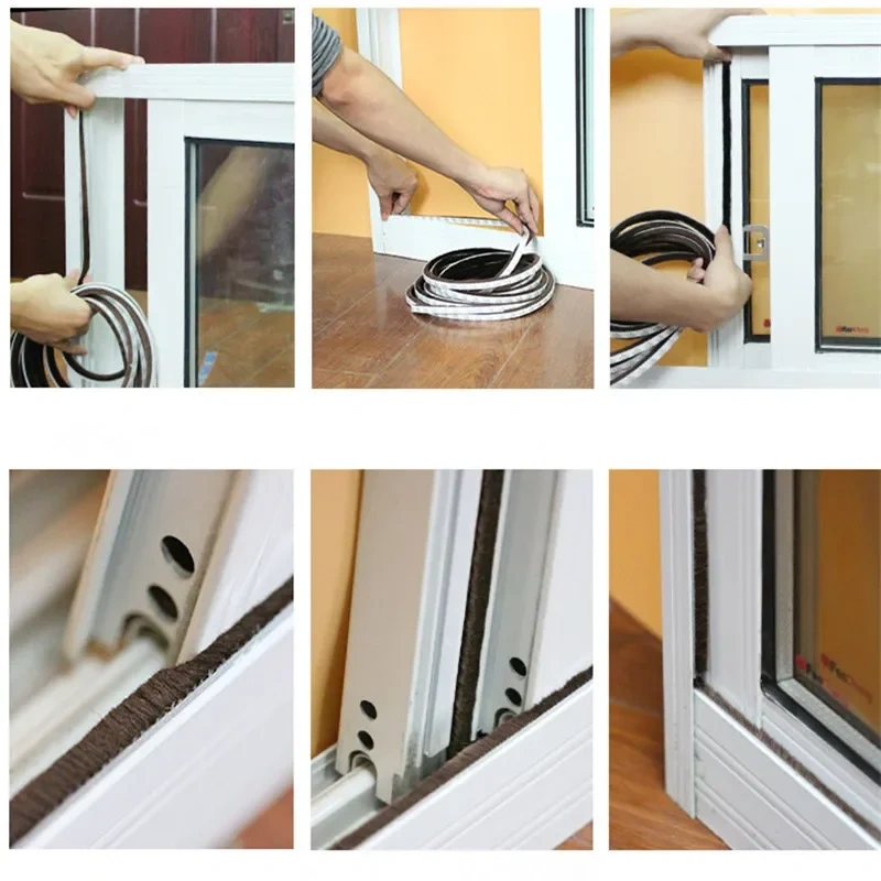 10meters 7*6 7*12 7*8 20*15 Self-adhesive Sealing Wind-proof Brush Strip For Home Door Window Sound Insulation Strip Gasket tap