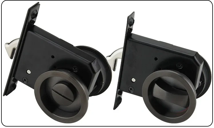 Keyless Bed Bath Door Lock Mortise Lock Set Flush Recessed Pull Ring Double-Sided Square Round Escape