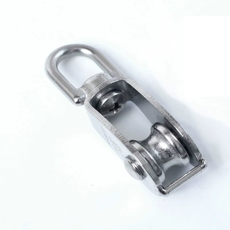 1pcs  M32 High Quality Stainless Steel Heavy Duty Steel Single Wheel Swivel Lifting Rope Pulley Block