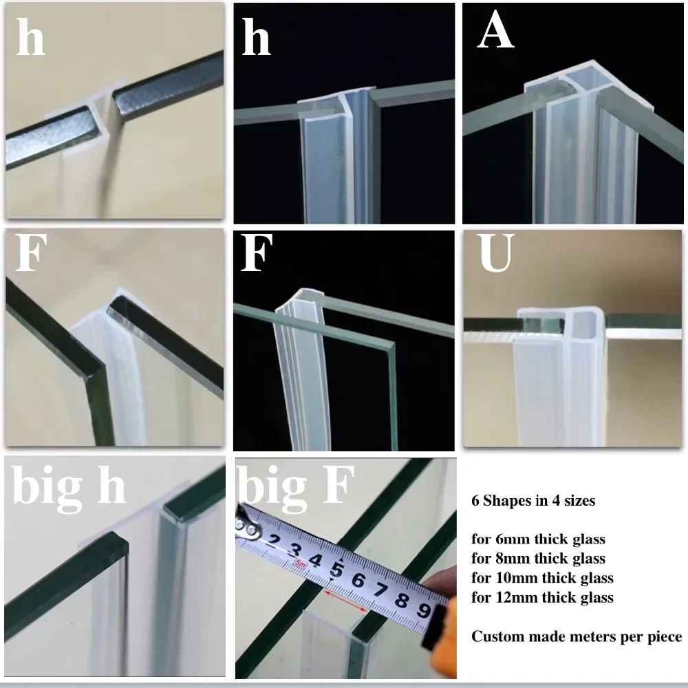 Silicone Seals Sliding Door Screen Shower Door Window Barn Bathroom Sealing 6 8 10 12mm Glass Fixture Accessories