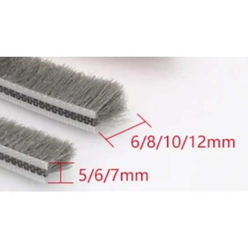10M 5/6/7mm Elastic straight hair sealing strip Door/Window gap foam Groove Nylon Pile Brush Seal Weatherstrip Dust Proof Strip