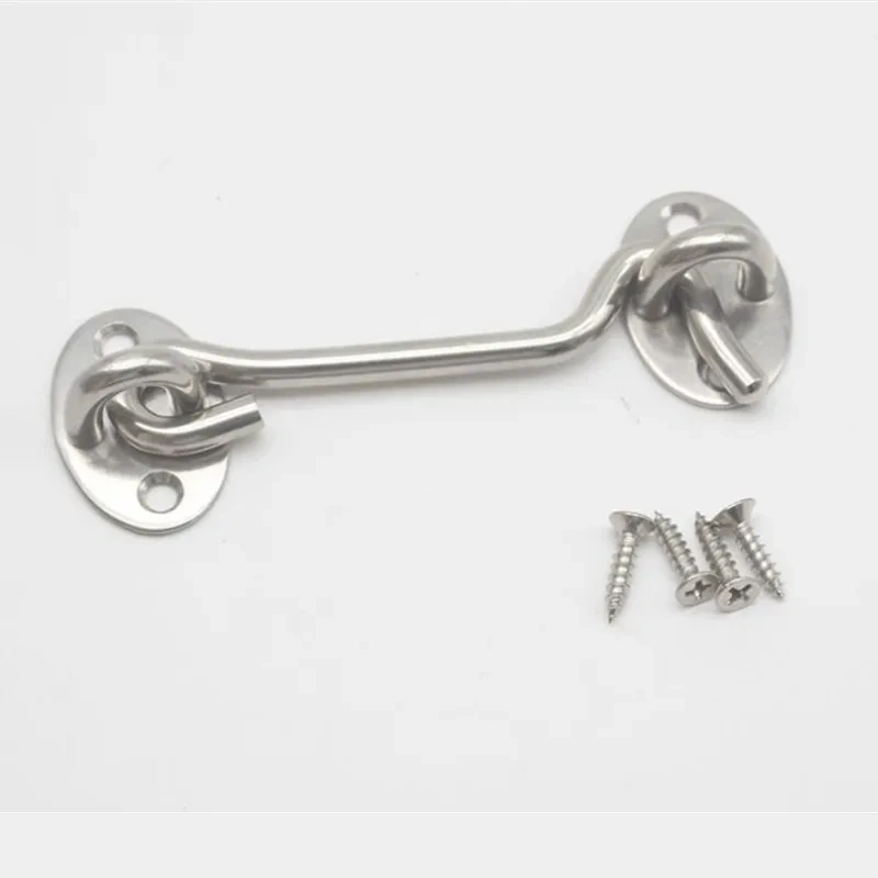 3/4 Inch Crescent Window Lock with Safety Switch Cabin Hook Door Latch Lock Catch Holder with Install Screws