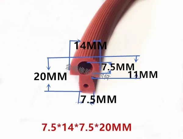 5M Silicone Strip Red Shaped Mushroom Head Sealing Strip High Temperature T-Shaped Silicone Strip for Oven Door Sealing Strip