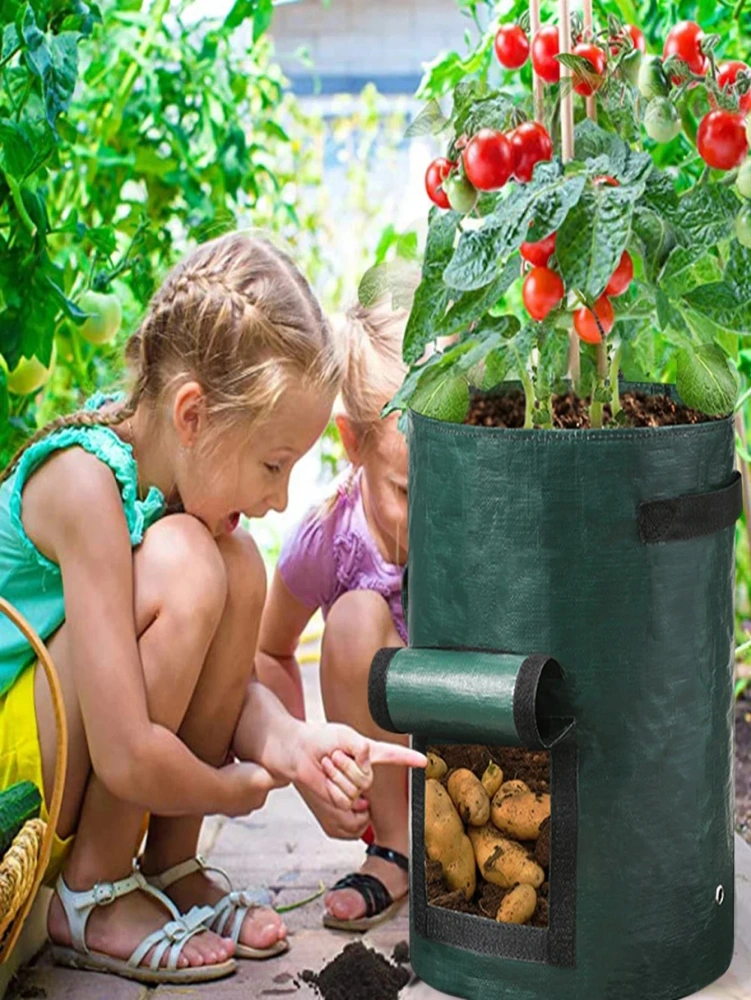 5PCs Garden Supplies Vegetable Plant Grow Bag Planting Container Bag Thicken Garden Pot  DIY Potato Grow Planter PE Cloth