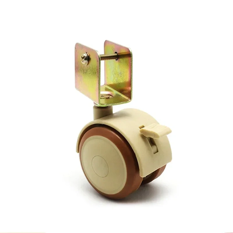 4Pcs 2'' Furniture Crib Swivel Casters Cabinet Clamp with Brake Wheels Nylon Furniture support leg for Chairs Baby Bed Trolley