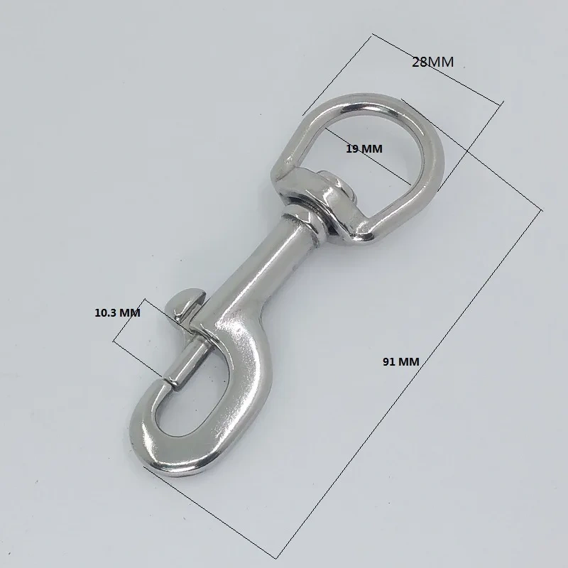 5PCS 316 Stainless Steel 70mm-127mm Swivel Eye Snap Hook Dive Single Ended Swivel Eye Bolt Hook Buckle Dog Leash Sucba Diving