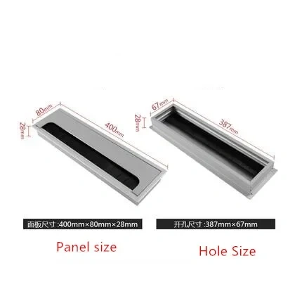 Aluminum alloy rectangular desk cable grommets wire hole cover Cable Outlet Port  Surface  table cable hole Furniture Hardware