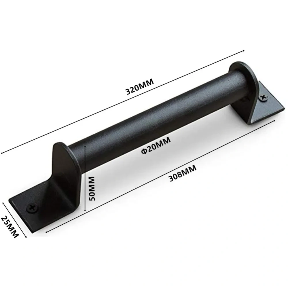 Black carbon steel Sliding Barn Door Pull Handle Sliding Closet Gate Cabinet Door Handle