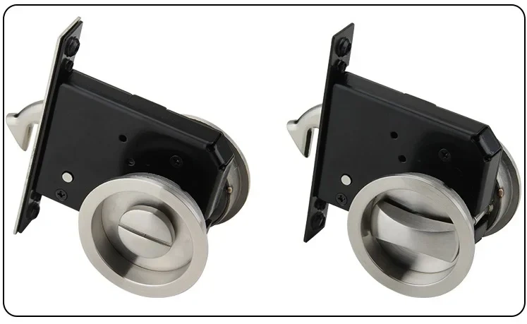 Keyless Bed Bath Door Lock Mortise Lock Set Flush Recessed Pull Ring Double-Sided Square Round Escape
