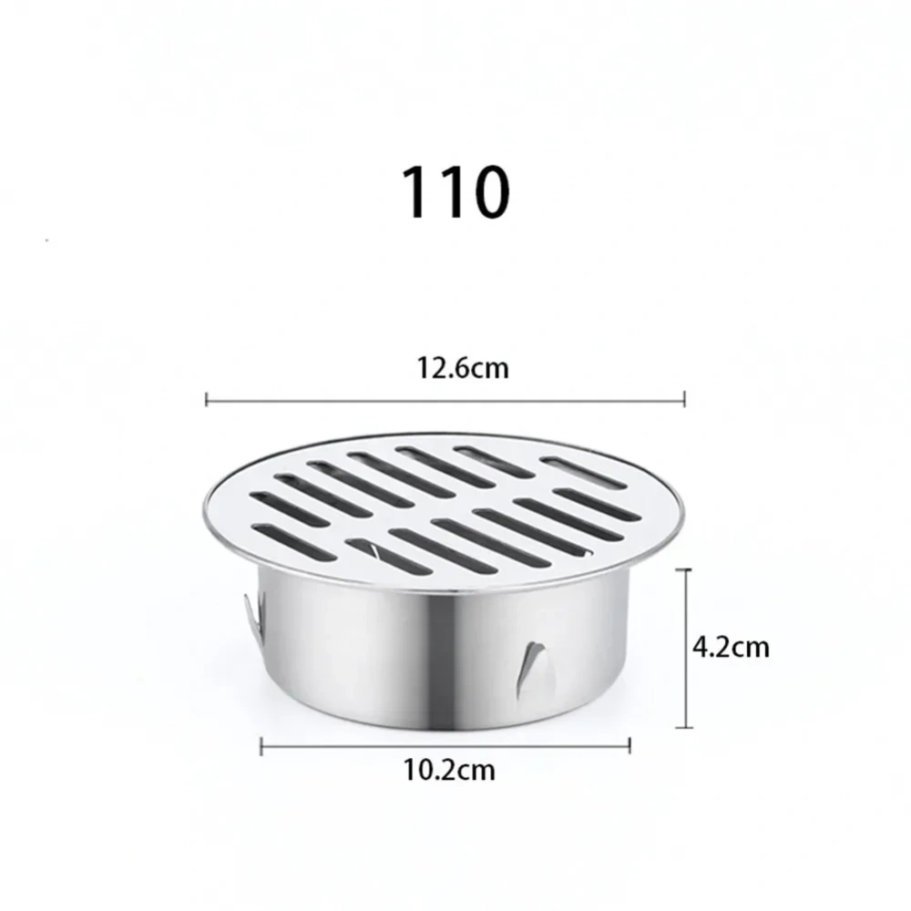 1pc Floor Drain 50-200mm Stainless Steel Round Rain Pipe Cap Anti-blocking Floor Strainer For Bathroom Balcony Drainage Roof