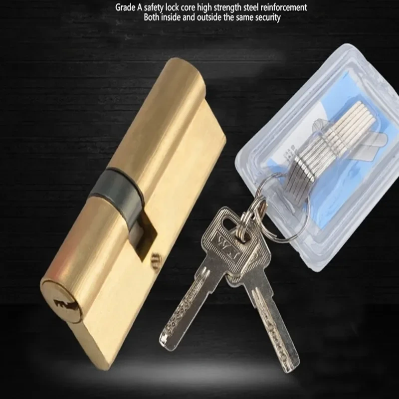 Door Cylinder Biased Lock 65 70 80 90 115mm Cylinder AB Key Anti-Theft Entrance Brass Door Lock Lengthened Core Extended Keys