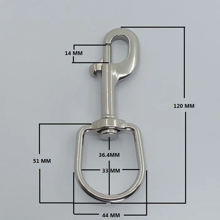5PCS 316 Stainless Steel 70mm-127mm Swivel Eye Snap Hook Dive Single Ended Swivel Eye Bolt Hook Buckle Dog Leash Sucba Diving