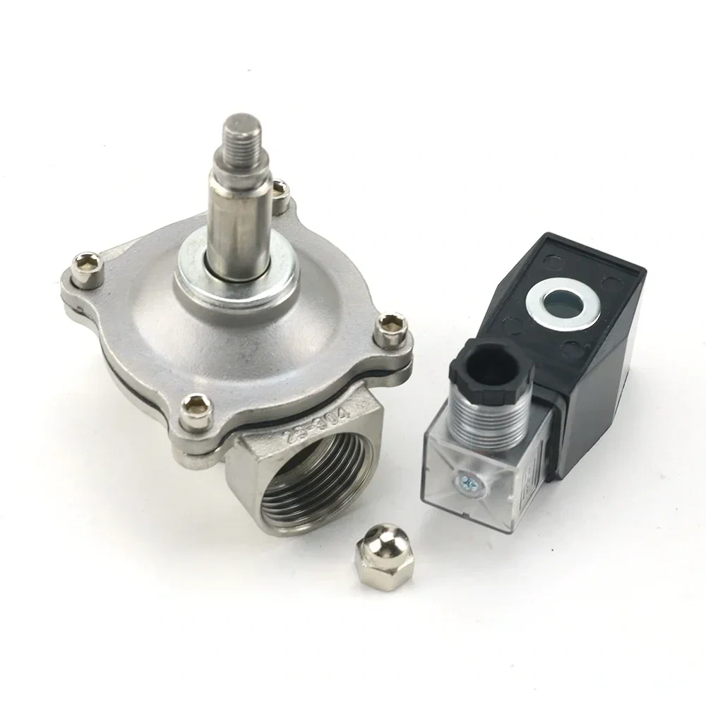 1/2" 3/4" 1" Stainless Steel Normally Closed Electric Solenoid Valve Water  DN15 DN20 With IP65 DIN Coil AC 110V/220V/24V DC 12V