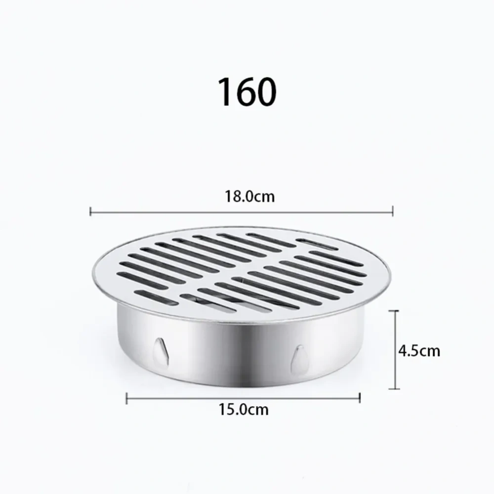1pc Floor Drain 50-200mm Stainless Steel Round Rain Pipe Cap Anti-blocking Floor Strainer For Bathroom Balcony Drainage Roof