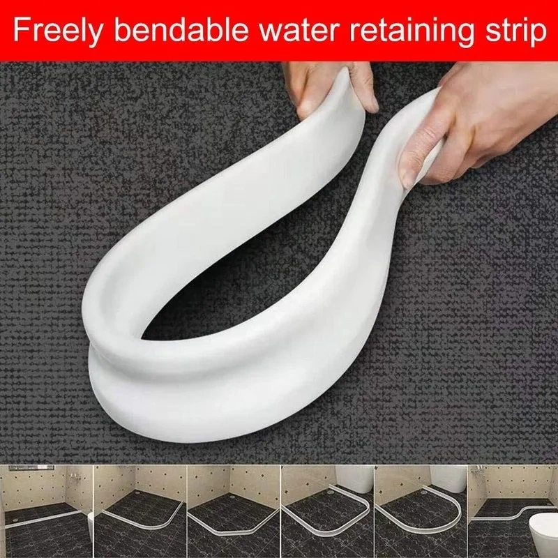 50mm High Bendable Shower Water Dam Bathroom Stopper Barrier and Retention System Dry and Wet Separation Flood Threshold Blocker