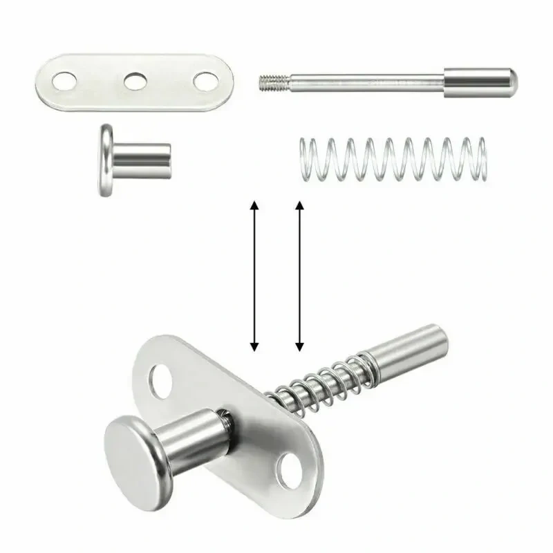 2pcs Plunger Latches Spring-Loaded Stainless Steel 6mm Head 60mm Total Length Door Lift Adjustment Rod Latch Door Hardware