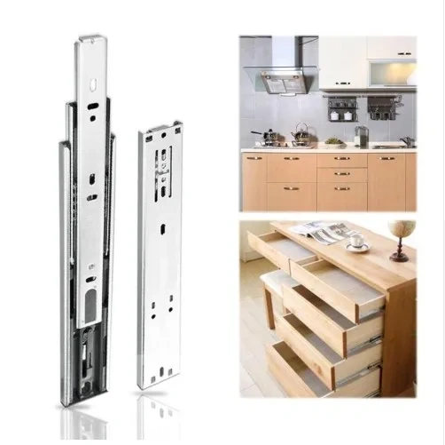 Drawer track drawer slide three rail drawer guide rail slide rail  furniture hardware fittings, slipway  2 pieces