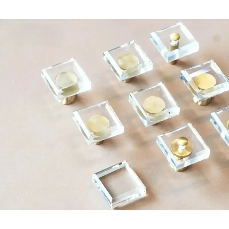 Square Crystal Glass Handle Pure Copper Crystal Handle Light Luxury
