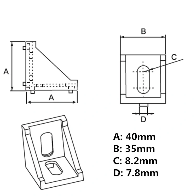 20pcs 4040 Brackets Corner fitting angle aluminum 40x40 L Connector bracket fastener for 4040 Industrial Aluminum Profiles