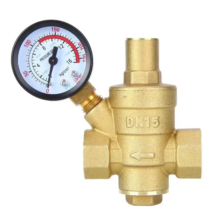 DN25/DN20/DN15 Brass Adjustable Water Pressure Regulator Reducer Maintain Valves Regulator Valves Welding Pressure Gauge Meter