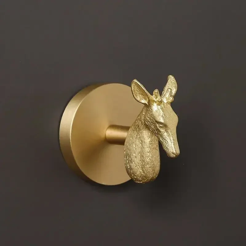 Nordic Retro Brass Muti 3D Animal Design Coat Hook for Porch Bathroom Accessories Wall Hanging Coat Hook Wall Decoration