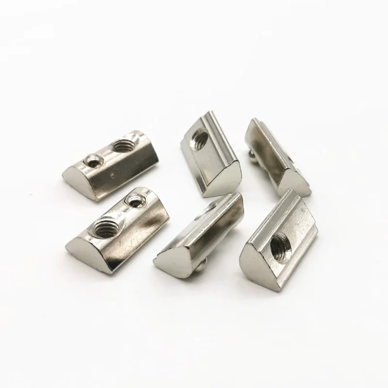 100/50/20pcs Half Round Elasticity Roll-in T Spring Nuts M3 M4 M5 M6 M8 For 2020 3030 4040 454 Aluminum Profiles Groove