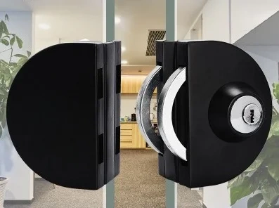 Matt Black Stainless Steel Entry Gate 10-12mm Glass Door Lock Locks W Key Glass door latch