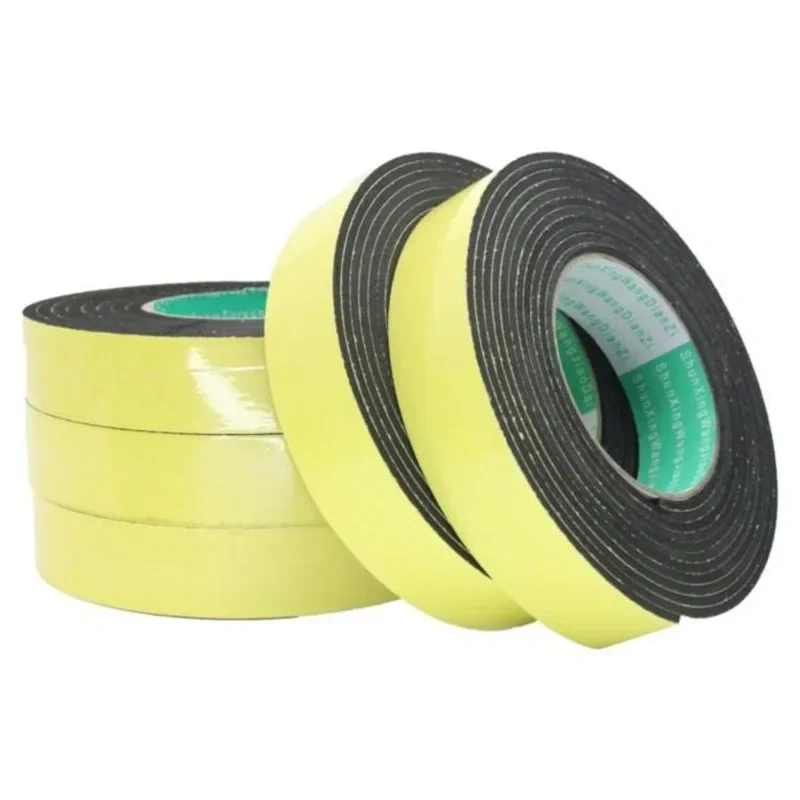 Strong adhesion  EVA black sponge foam  rubber tape  anti-collision seal strip 1, 2, 3mm thick