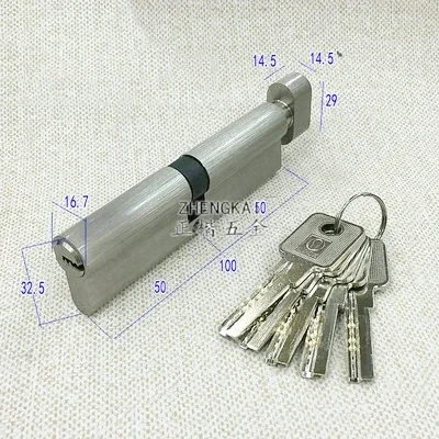 Door Cylinder 100cm Security Copper Door Lock Cylinder Interior Bedroom Living Lock Handle 5 pcs Brass Key Locking