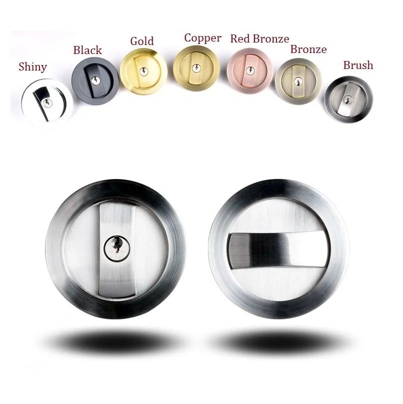 Sliding Door Lock set Kit 35-50mm Door Thickness Hook Lock Pocket door Round