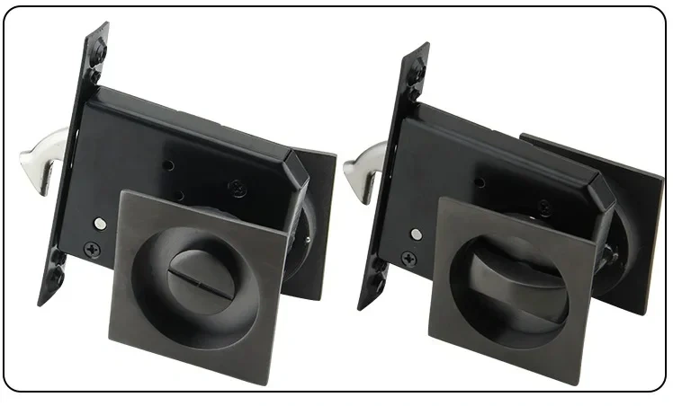 Keyless Bed Bath Door Lock Mortise Lock Set Flush Recessed Pull Ring Double-Sided Square Round Escape