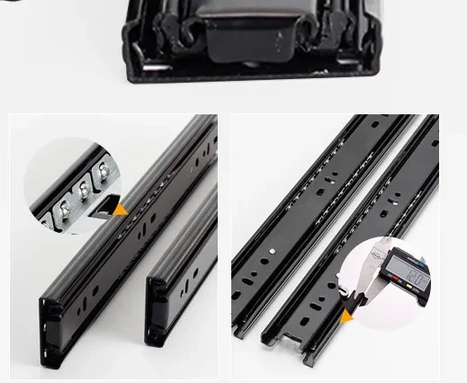 Drawer track drawer slide three rail drawer guide rail slide rail  furniture hardware fittings, slipway  2 pieces