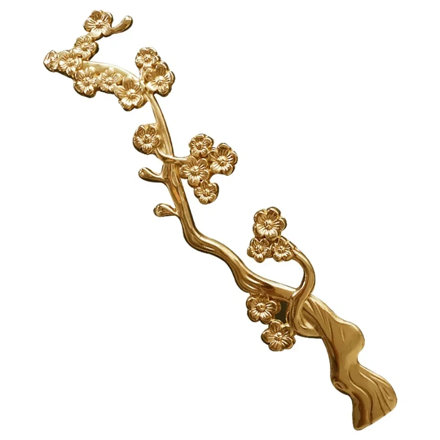 Solid Brass Plum Tree Branch Furniture Handles New Chinese Style Handles for Wardrobe and Cabinets Furniture Fittings