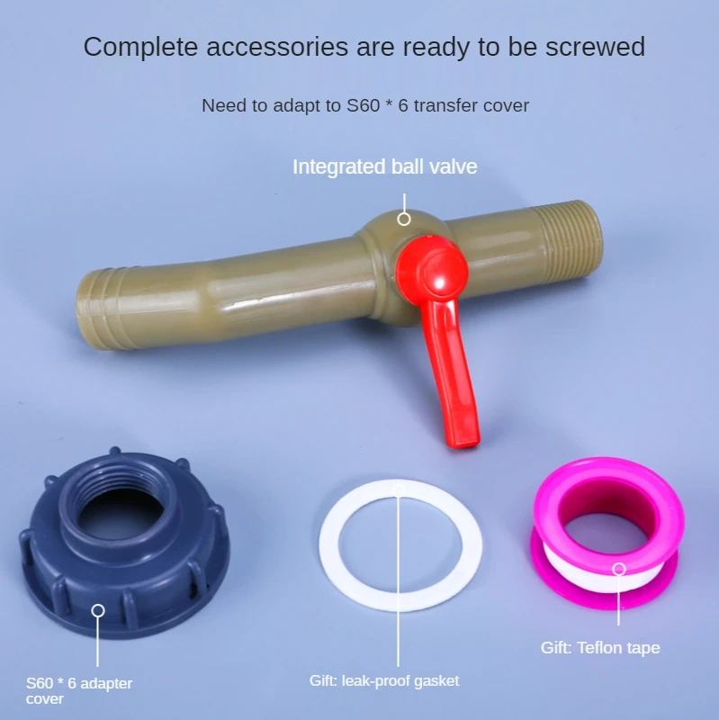 S60X6  Plastic IBC Water Tank Adapter Garden Hose Pipe Connector Hose Faucet Replacement Connector Fitting
