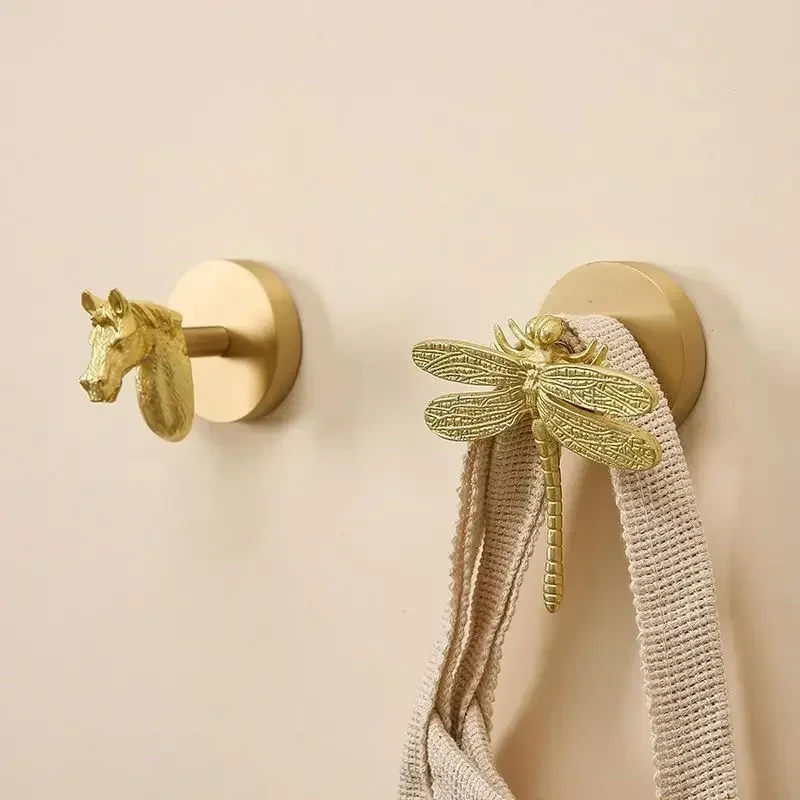 Nordic Retro Brass Muti 3D Animal Design Coat Hook for Porch Bathroom Accessories Wall Hanging Coat Hook Wall Decoration