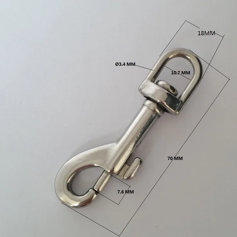 5PCS 316 Stainless Steel 70mm-127mm Swivel Eye Snap Hook Dive Single Ended Swivel Eye Bolt Hook Buckle Dog Leash Sucba Diving