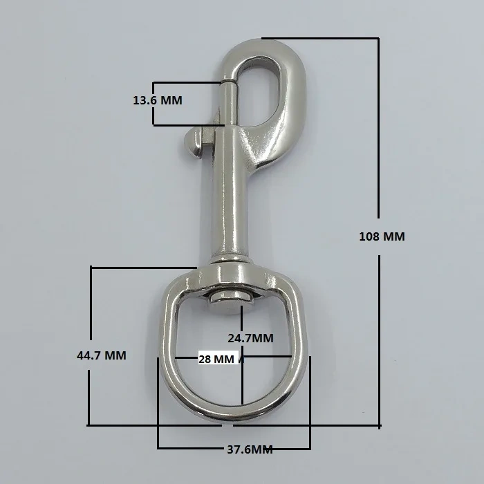 5PCS 316 Stainless Steel 70mm-127mm Swivel Eye Snap Hook Dive Single Ended Swivel Eye Bolt Hook Buckle Dog Leash Sucba Diving