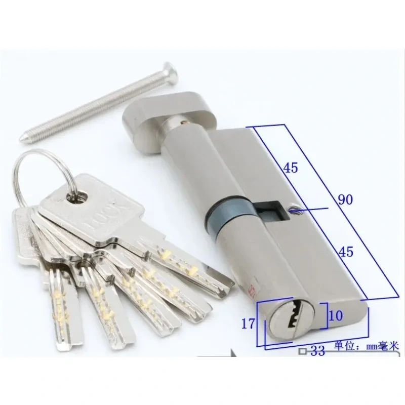 Door Hardware 60 70 80 90mm Security Copper Door Lock Cylinder Interior Bedroom Living Lock Handle Brass Key Locking