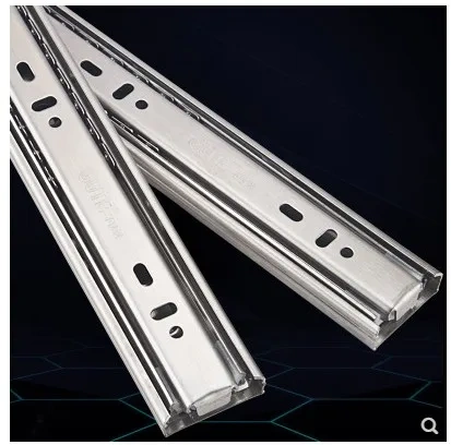 Drawer track drawer slide three rail drawer guide rail slide rail  furniture hardware fittings, slipway  2 pieces