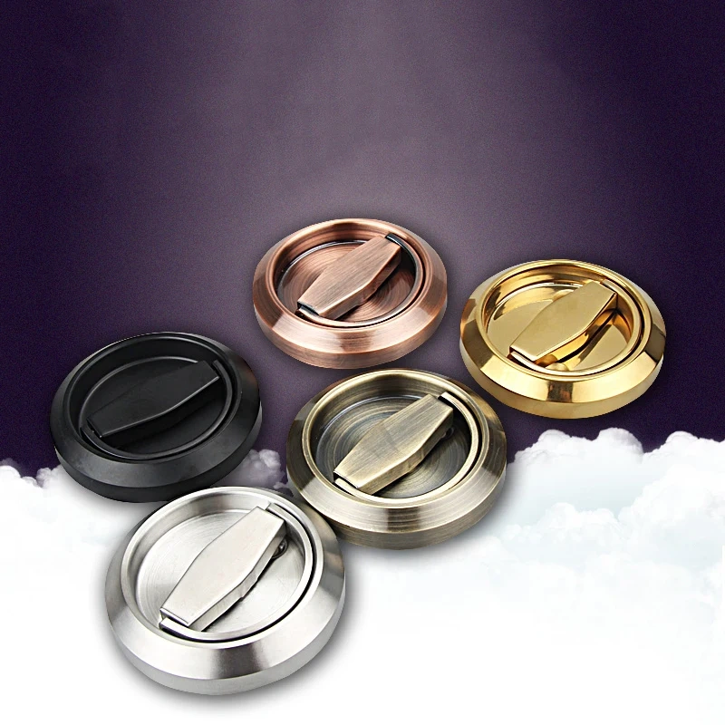 304 Stainless Steel Recessed Invisible Cup Handle Privacy Hidden Door Locks Cabinet Pulls Handle Fire Proof Disk Ring Lock