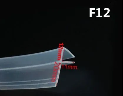 2 Meter/lot Widened F/h shape silicone rubber shower room door window glass seal strip weatherstrip for 6/8/10/12 mm glass