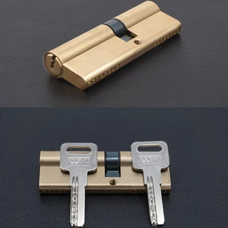 Door Cylinder Biased Lock 65 70 80 90 115mm Cylinder AB Key Anti-Theft Entrance Brass Door Lock Lengthened Core Extended Keys