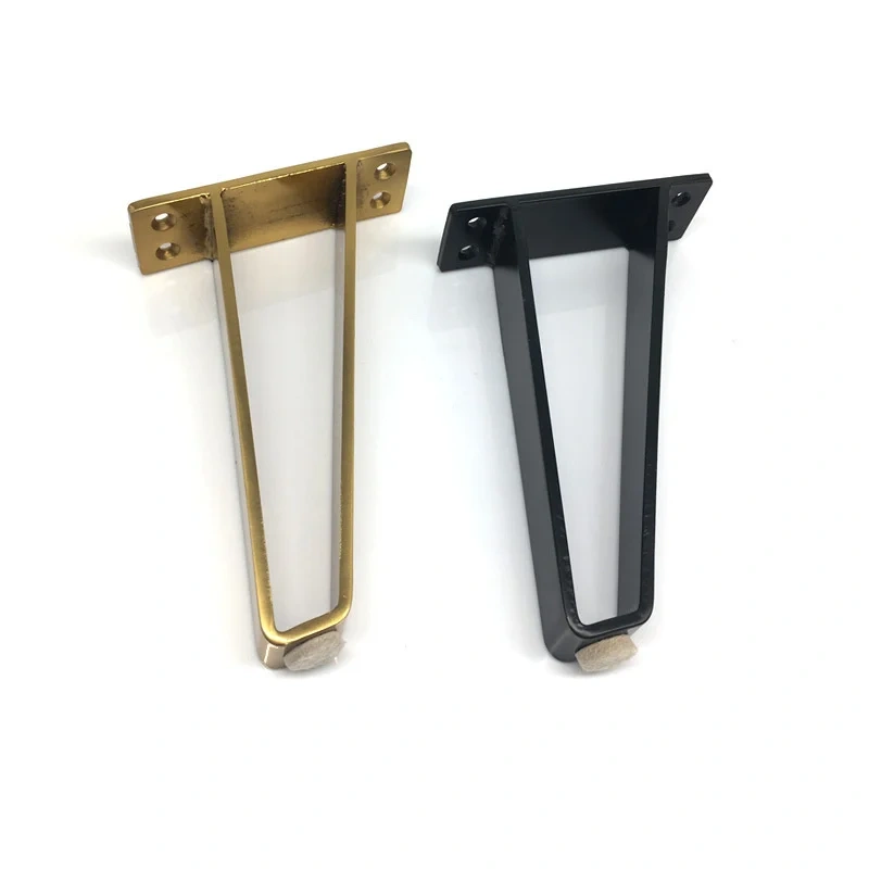 2pcs U-shaped gold hairpin table Desk leg bracket protector solid iron support leg for furniture Sofa cabinet Chair DIY hardware