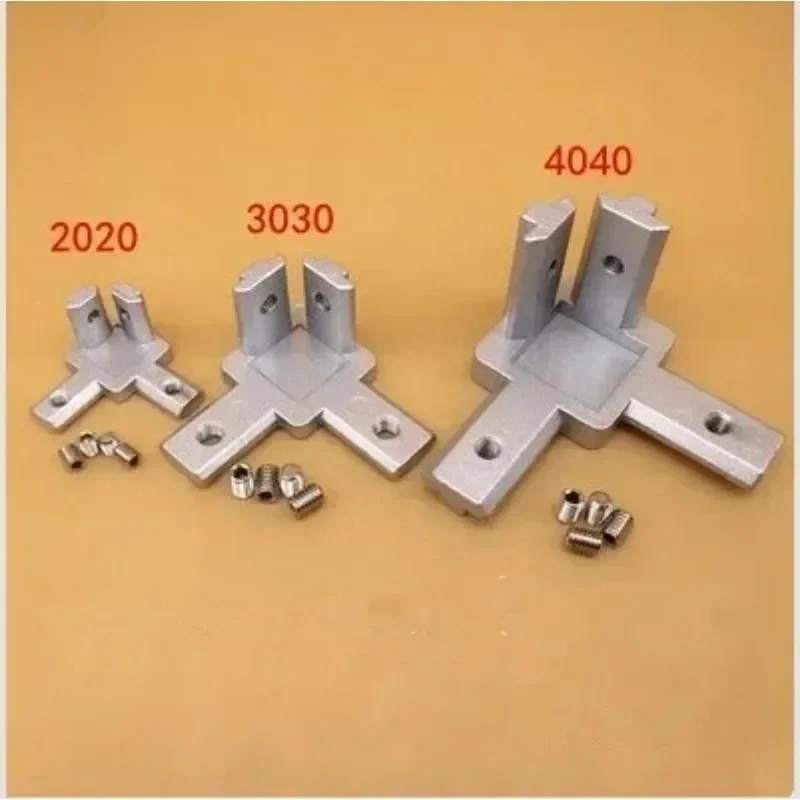 4pcs 3 Way End Angle Bracket Connectors For Europe Standard Aluminium Extrusion Profile 2020 Series Socket 6mm With Screws