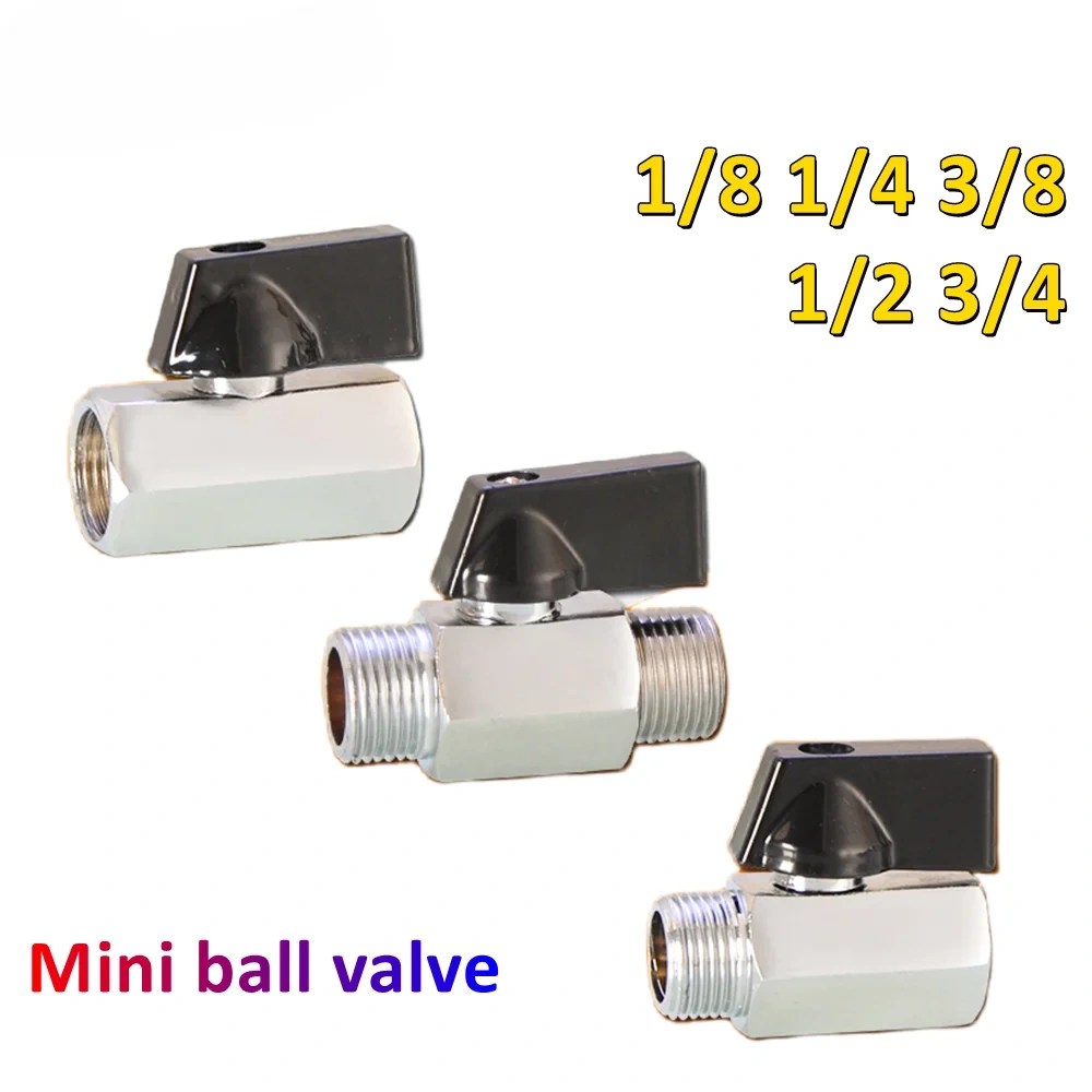 1/8" 1/4" 3/8" 1/2" Brass Ball Valve BSP Threaded Black Mini Valve Male To Female Air Compressor Water Gas Oil Shut Off Valve