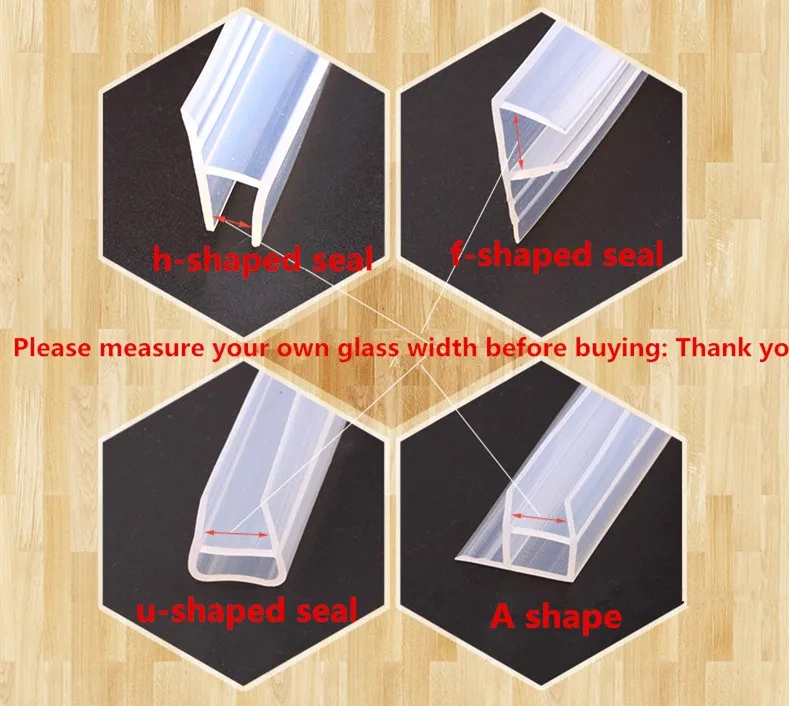 1 Meter6-12mm F U H Shape Glass Door Seals Silicone Rubber Shower Room Door Window Glass Seal Strip Weatherstrip Window Door