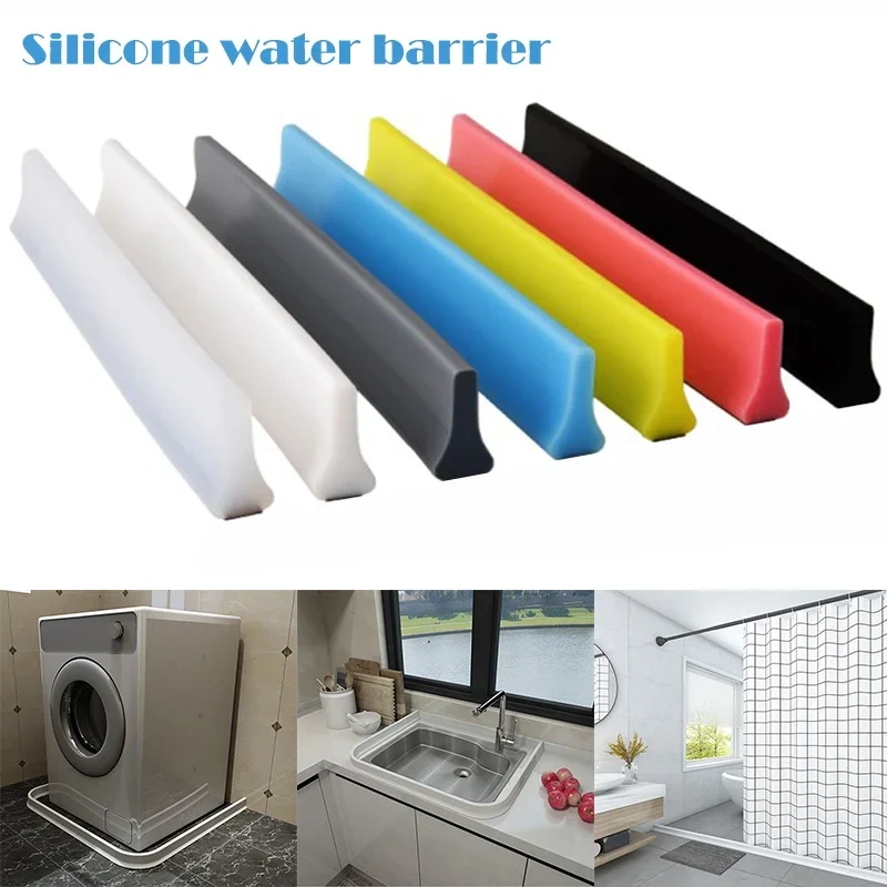 Self-Adhesive Silicone Water Retaining Strips Bathroom Water Stopper Shower Dam Flood Barrier Bendable Water Retaining Strip